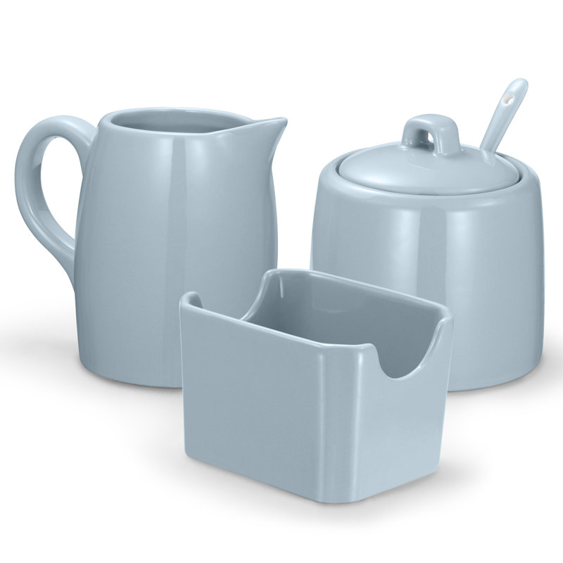 Ensemble sucrier et pot à crème en céramique avec couvercle, Blanc