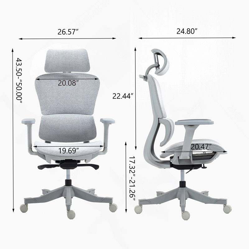 High Back Mesh Office Chair, Gray, Gray