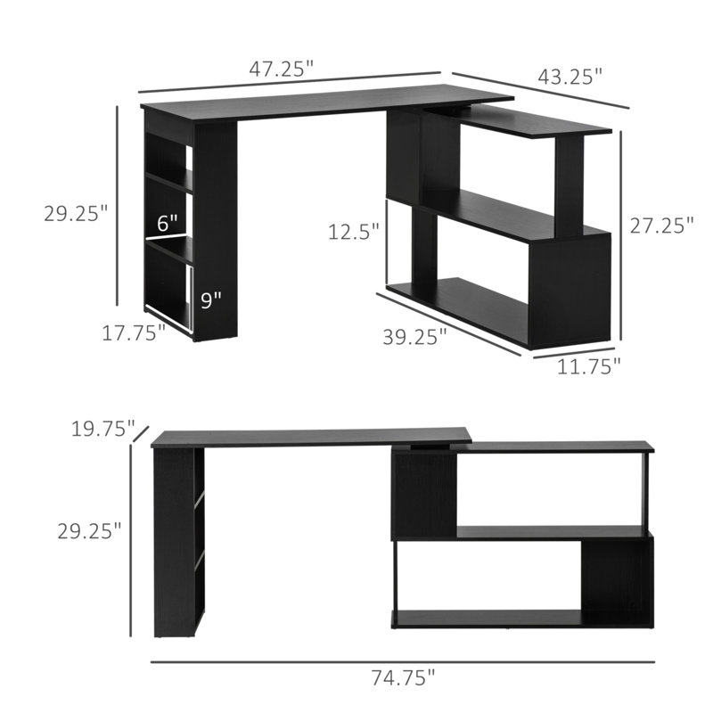 Innovative 360-Degree Rotating L-Shaped Desk With Ample Storage And Modern Design For Versatile Home Office Use.