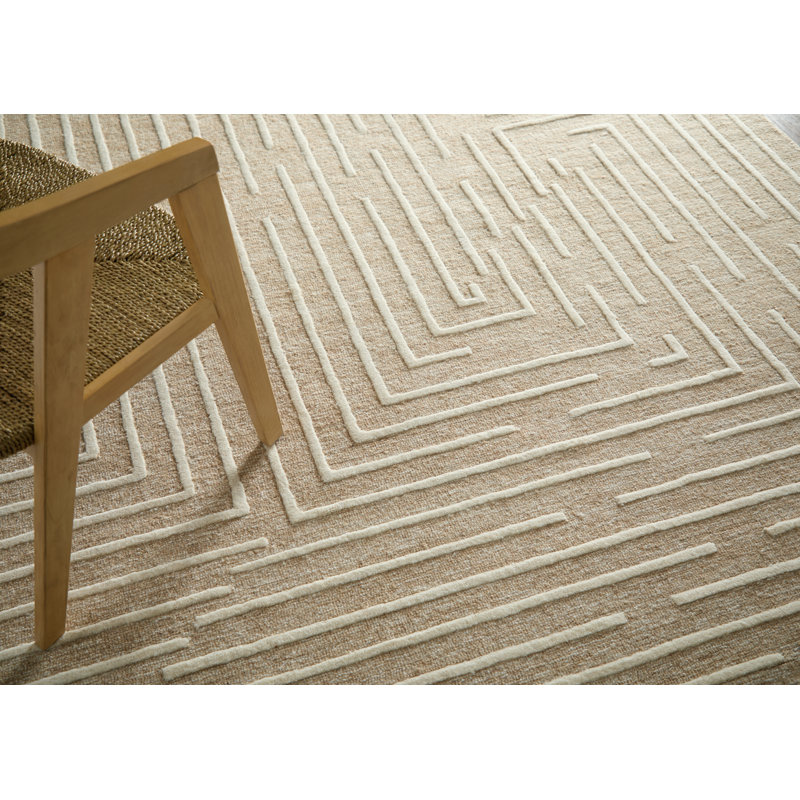 Fenner Transitional Geometric, Taupe/Ivory Area Rug, Rectangle 12' x 15'