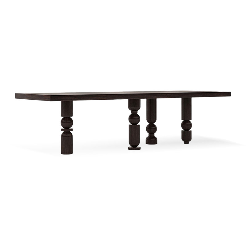 Table de salle à manger rectangulaire moderne en bois massif noir, 94.49
