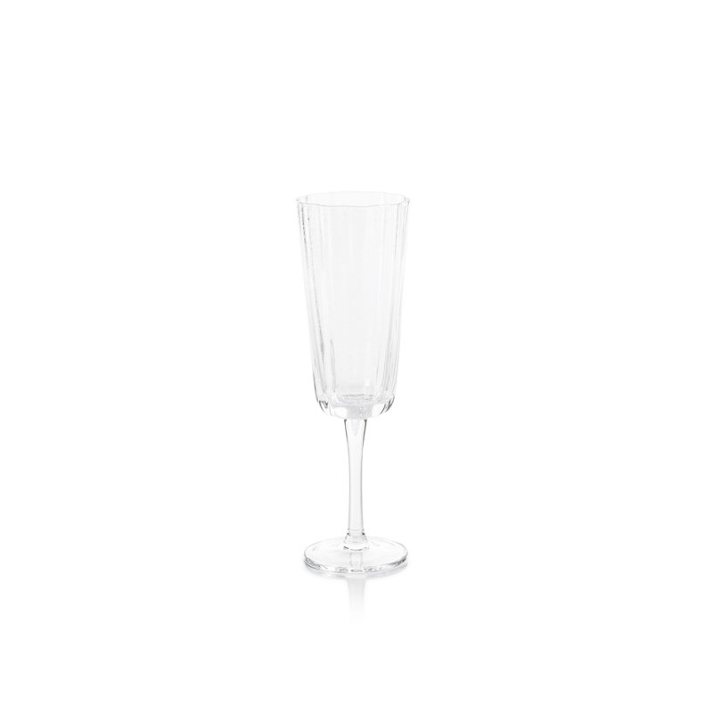 Elegant Clear Glass Bubble Champagne Flutes, Set of 4