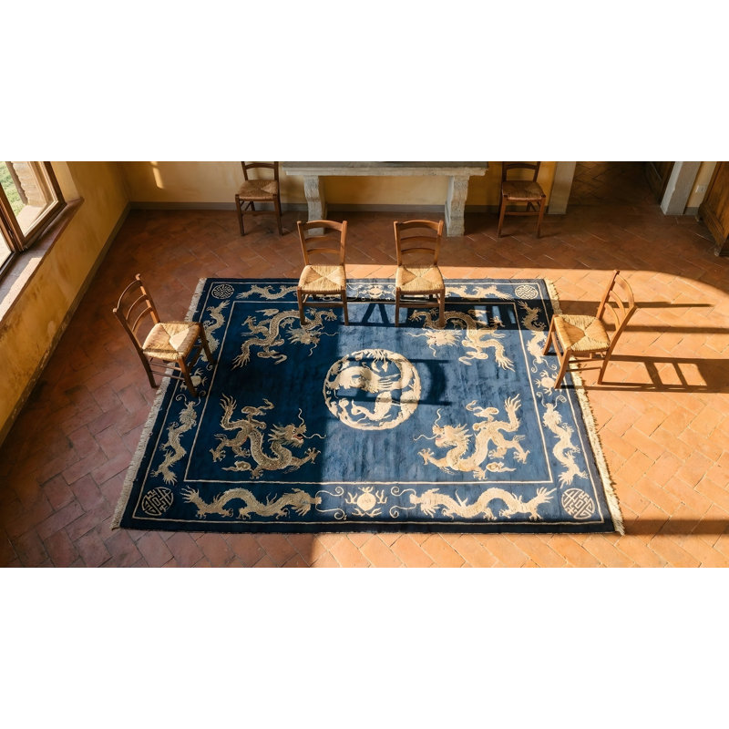 Antique Chinese - Peking Geometric Knotted Rug