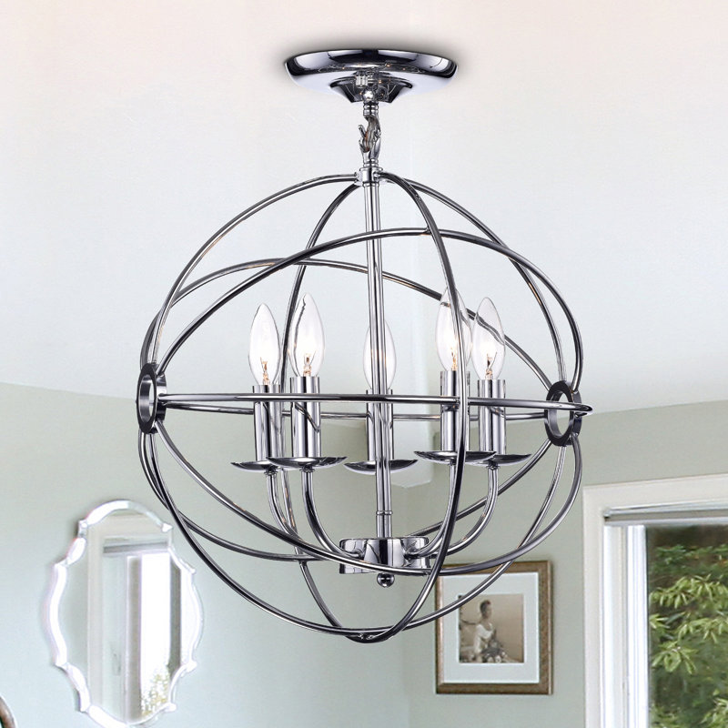 Douglass 5 - Light Dimmable Chandelier, Chrome