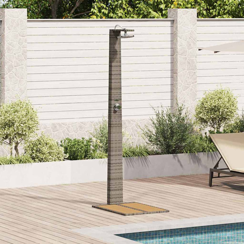 vidaXL Garden Shower Poly Rattan Grey, Gray