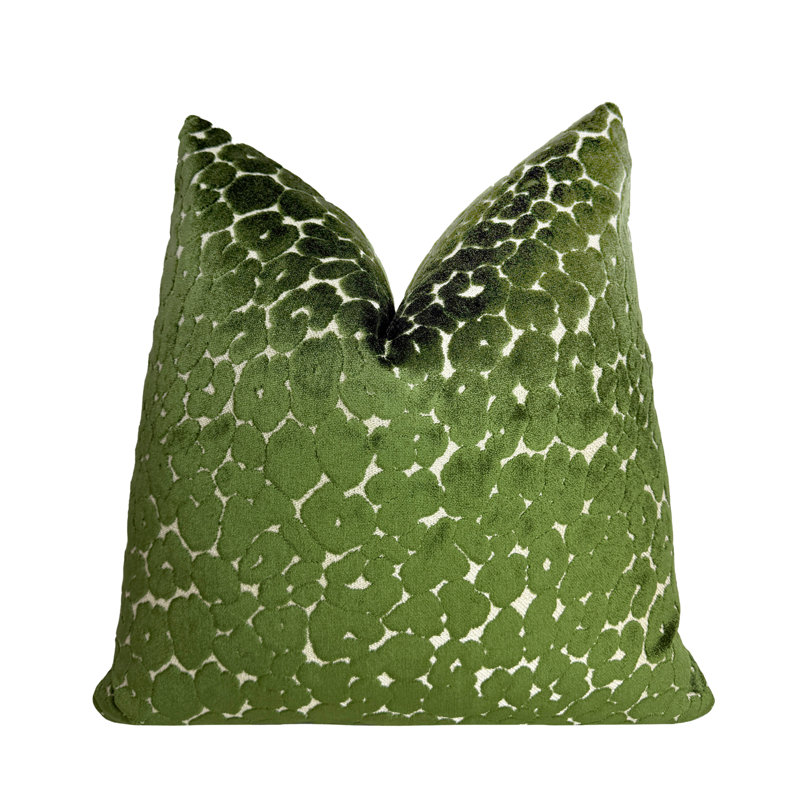 Animal Print Velvet Throw Pillow Cover, Emerald, 20"H x 20"W