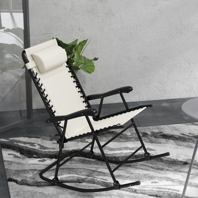 Chaise berçante d'extérieur pliante, blanc crème