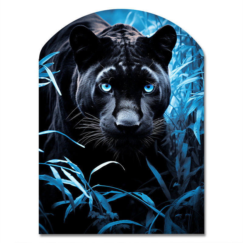 Charles - Panther Arch Shape Metal Wall Sculpture, 34" H x 25" W