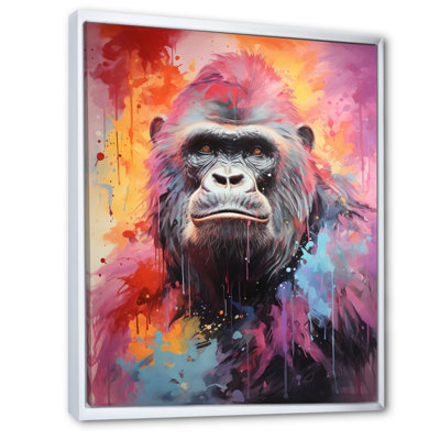 Rose et noir Popart Gorilla - imprimé