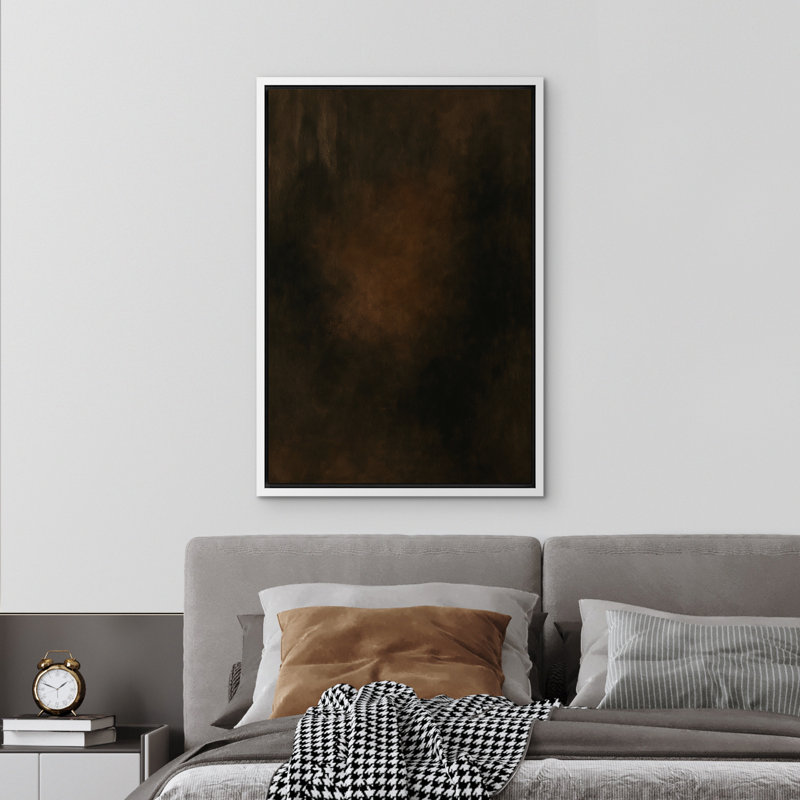 «Dark Brown Gradient Abstract Minimalist Moody Decor», reproduction d'art sur toile encadrée, H 36 po x l 24 po, Blanc