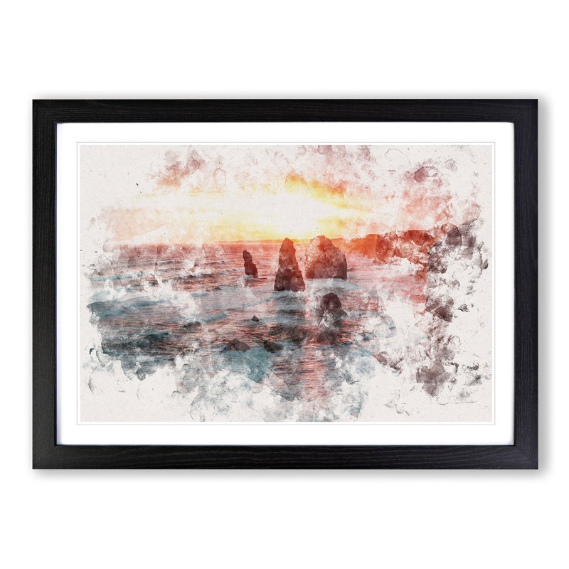 Twelve Apostles in Victoria Australia - Picture Frame Painting Print, Black Framed, 45cm H x 63cm W x 2cm D