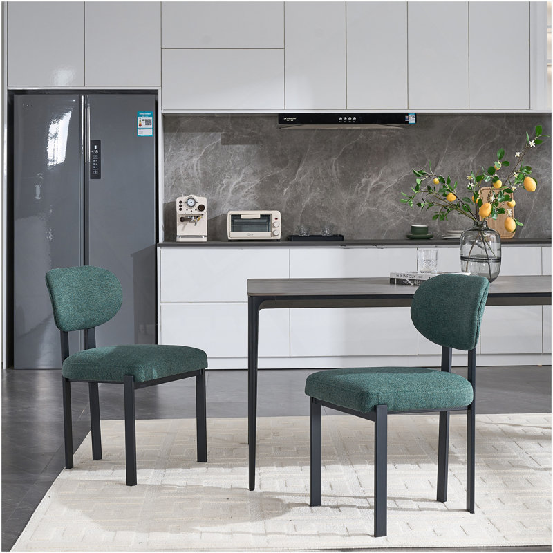 Ensemble de 2 chaises de salle à manger modernes rembourrées avec pieds en métal noir