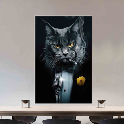 Singer Cat Art, Abstract Cat Art, Cat Wall Art, Animal Wall Art, Modern Canvas, Gift For Him, Home Wall Decor,