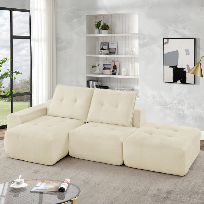 Canapé modulaire rembourré 108 po Barden, Lin beige