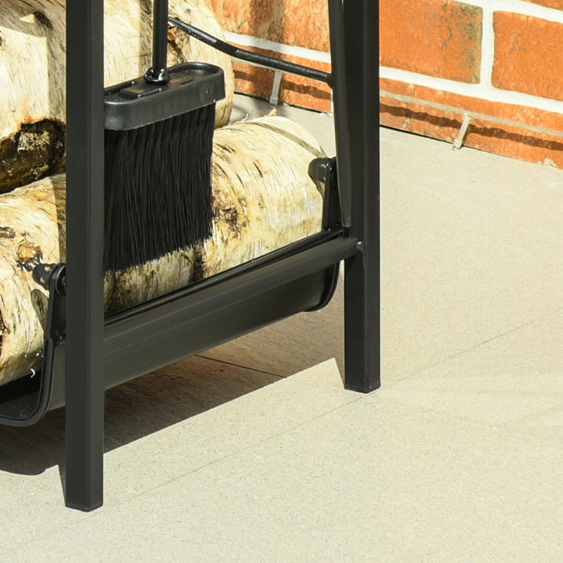Rangement intérieur / extérieur pour le bois de chauffage avec outils polyvalents - 2, noir 2 couches