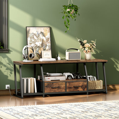 LED TV Stand With Fabric Drawers And Charing Station by Wrought Studio