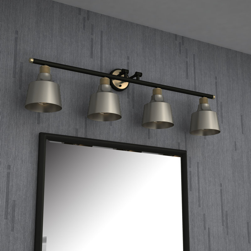 Yatesville 4 - Light Vanity Light, Black/Antique Brass, Gray