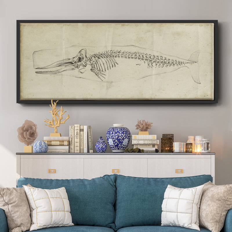 Whale Study II - toile encadrée, H 8 po x l 20 po