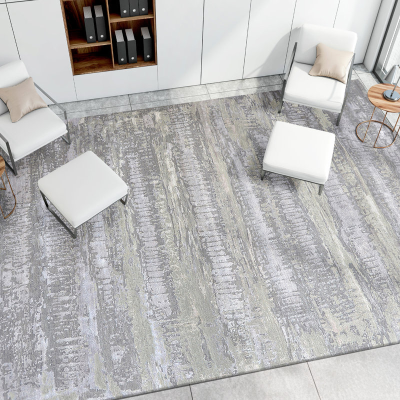 Abstract Area Rug in Gray, Rectangle 2' x 3'