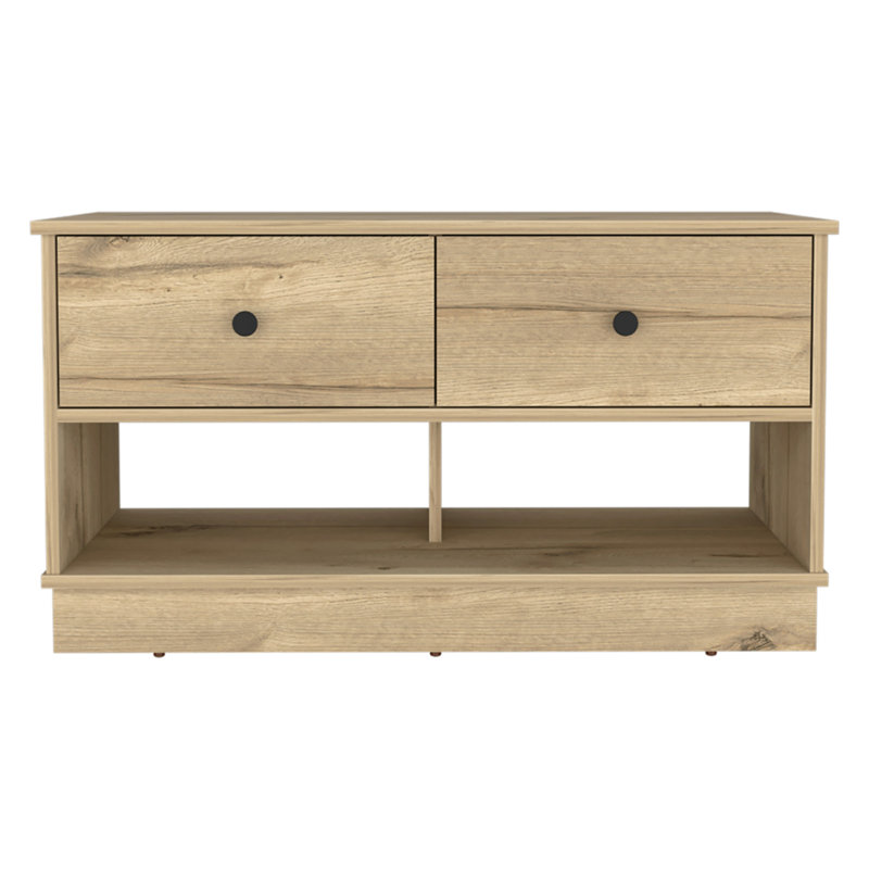 Hamilton Storage Bench, Two Open Shelves, Two Drawers -, Beige