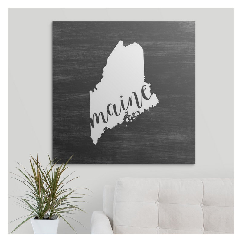 « home state typographie maine », impression sur cercle intérieur, H 30 po x l 30 po x P 1,5 po, Toile