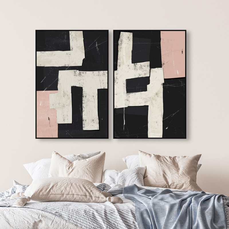 Placed Together Set Set by Oliver Gal, 31"H x 46"W, Black Floater Frame