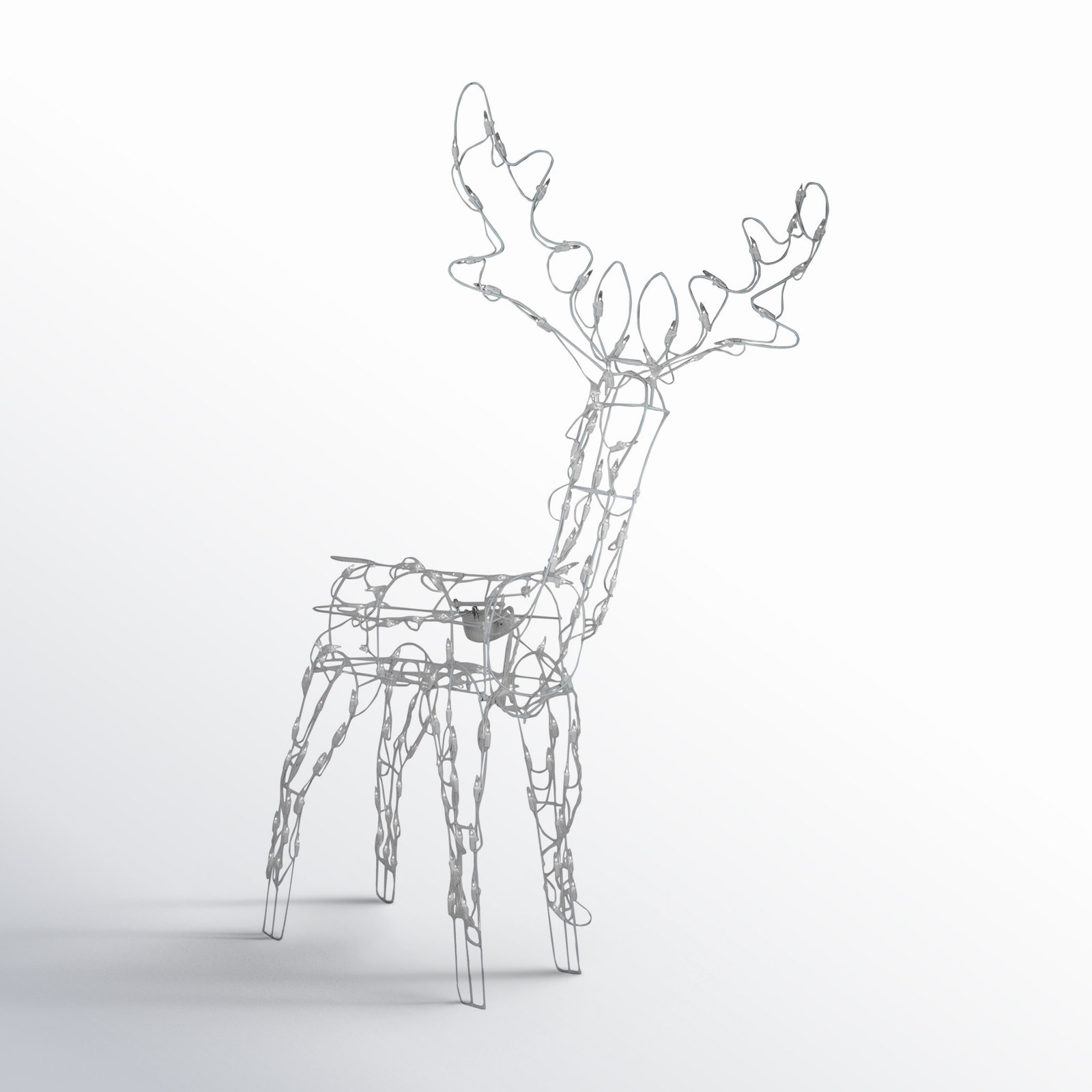 48" Lighted White Standing Animated Reindeer