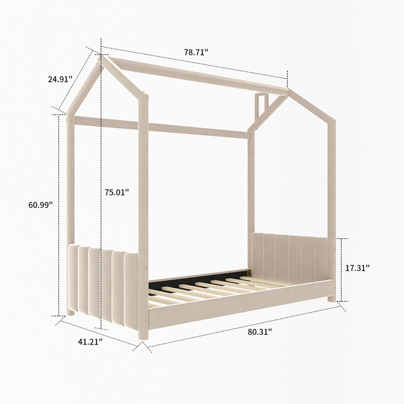 Lit plateforme simple Aretha, Beige, Twin