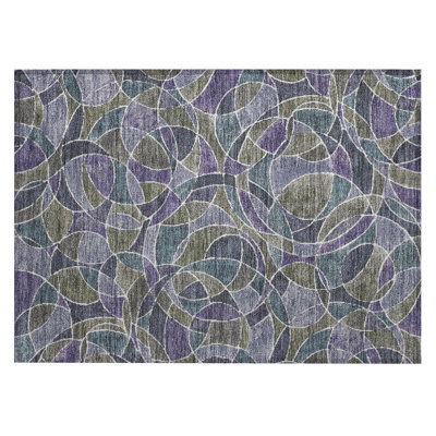 Machine Washable Indoor/Outdoor Husby ACN2208 Geometric Rug