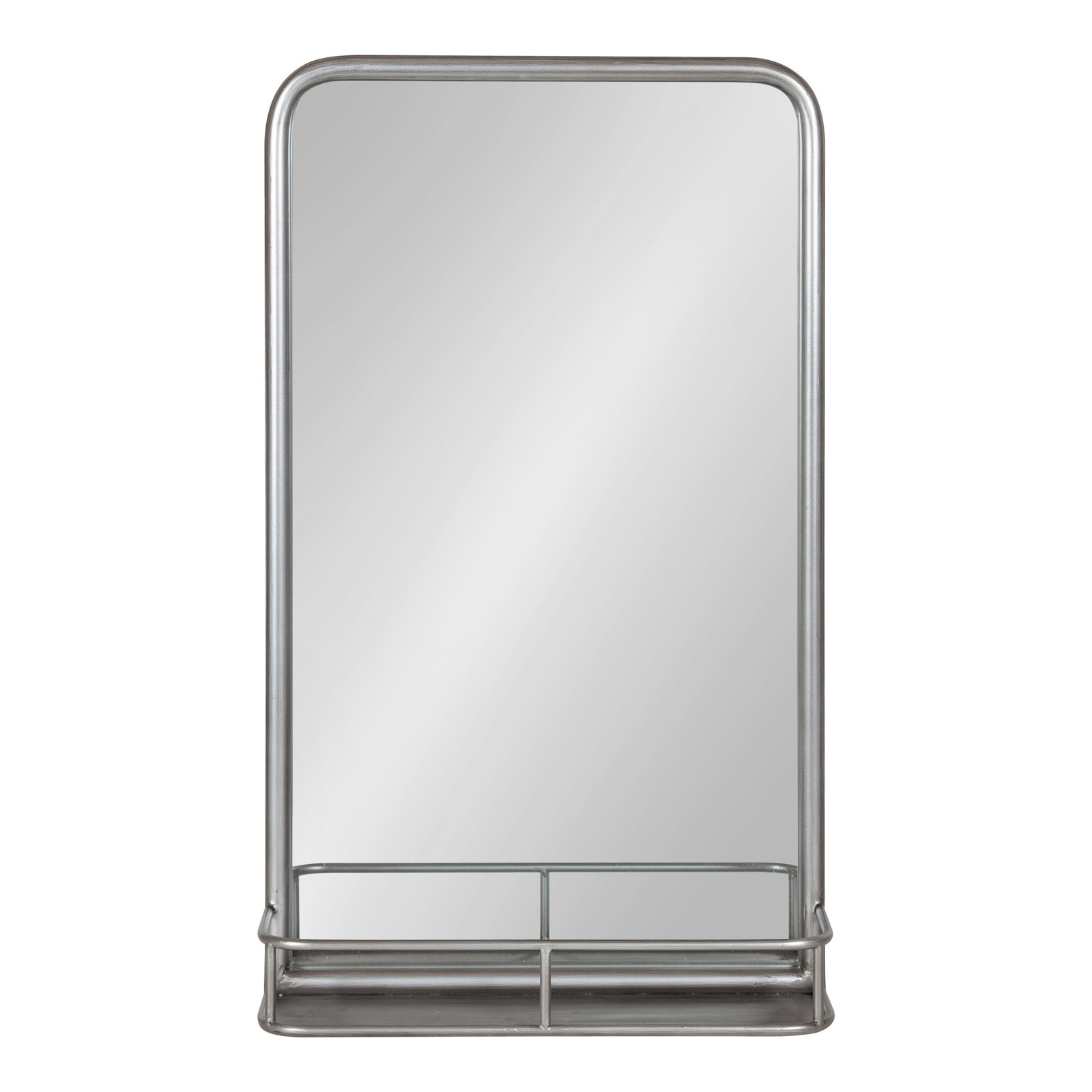 Koda Metal Rectangle Mirror with Shelves, Silver