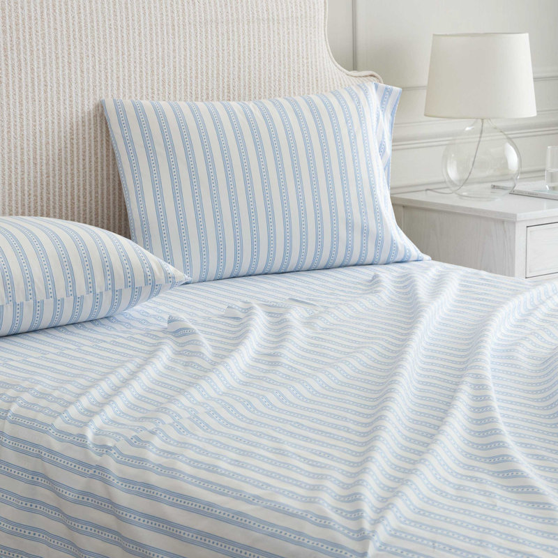 Ensemble de draps en coton percale Martha Stewart, Ensemble de draps pour lit simple avec 1 taie d'or
