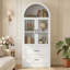 Armoire de rangement néo-classique arquée avec portes en verre trempé et tablettes fixes Fleeton-132019341-132019344