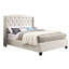 Grand lit tapissier beige avec capitonnage à boutons - Luxueux choix de garniture de chambre à coucher