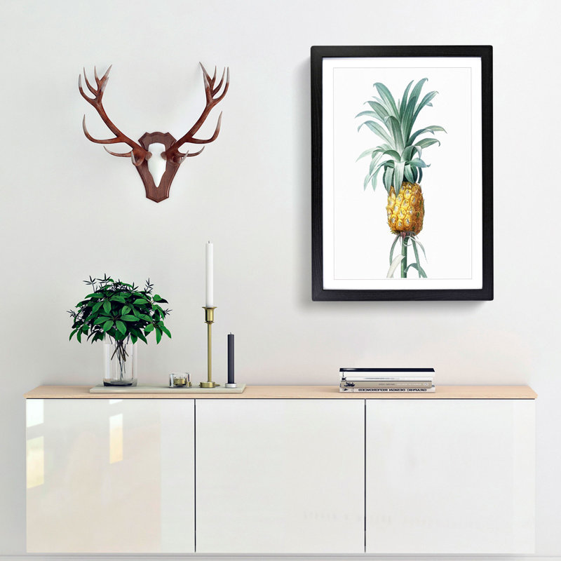 Pineapple Fruit by Pierre-Joseph Redoute - Picture Frame Painting Print, 48cm H x 36cm W x 2cm D, Black Framed