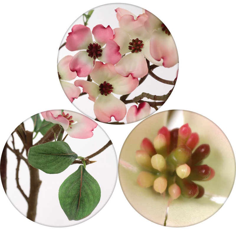 Ensemble de 2 branches artificielles de cornouiller, Rose