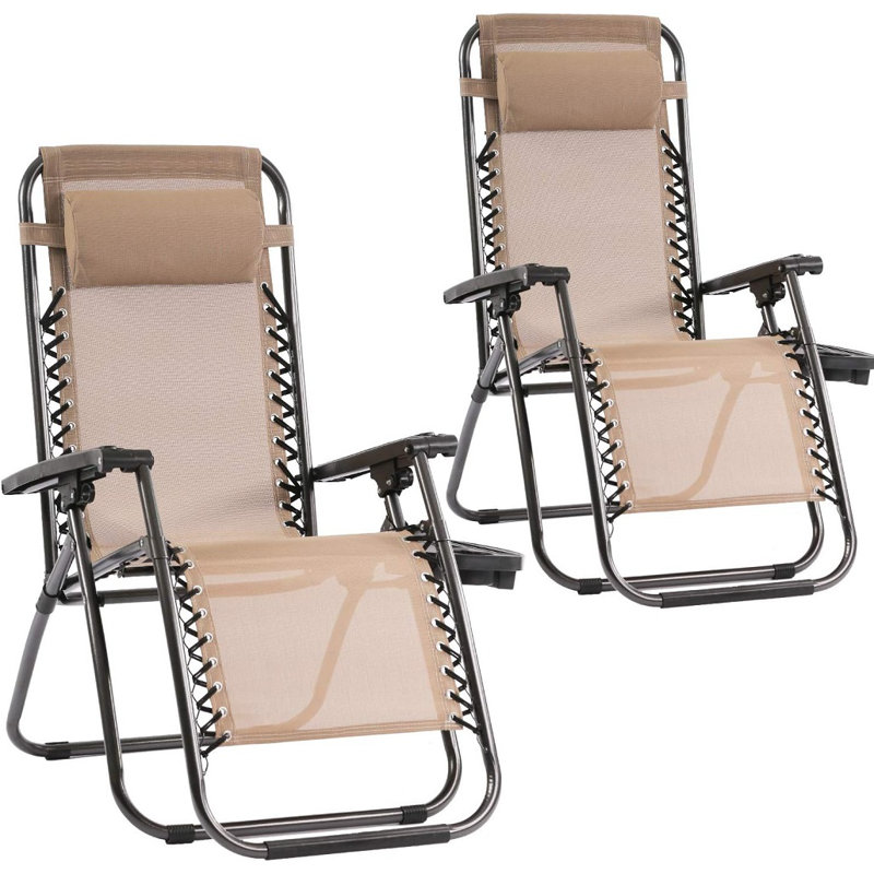 Chaise inclinable zéro gravité avec coussin Maxine, Brun clair