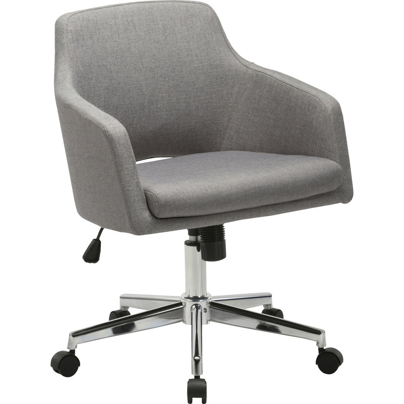 Mid-Century Modern Gray Fabric Swivel Task Chair