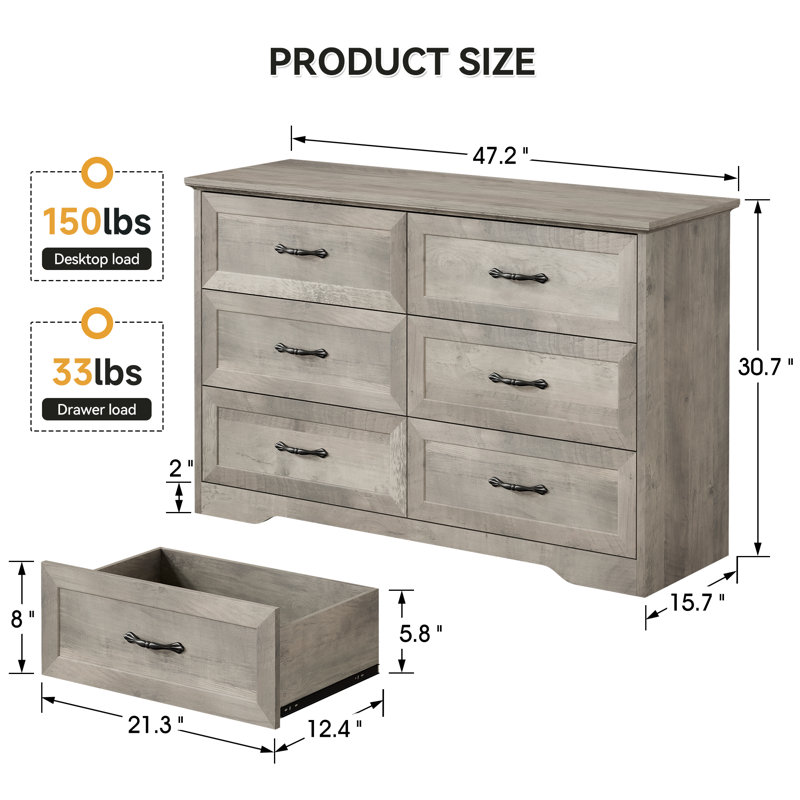 Brevette 47.2'' W 6 - Drawer Dresser