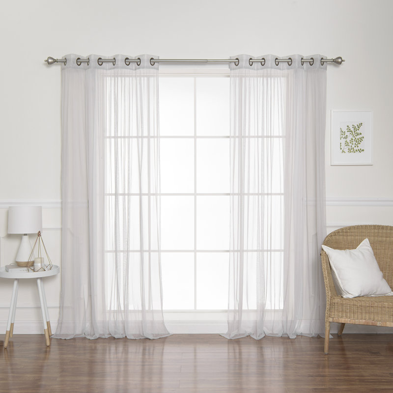 Paire de rideaux semi-transparents avec œillets Attell, l 52" x L 63", Gris