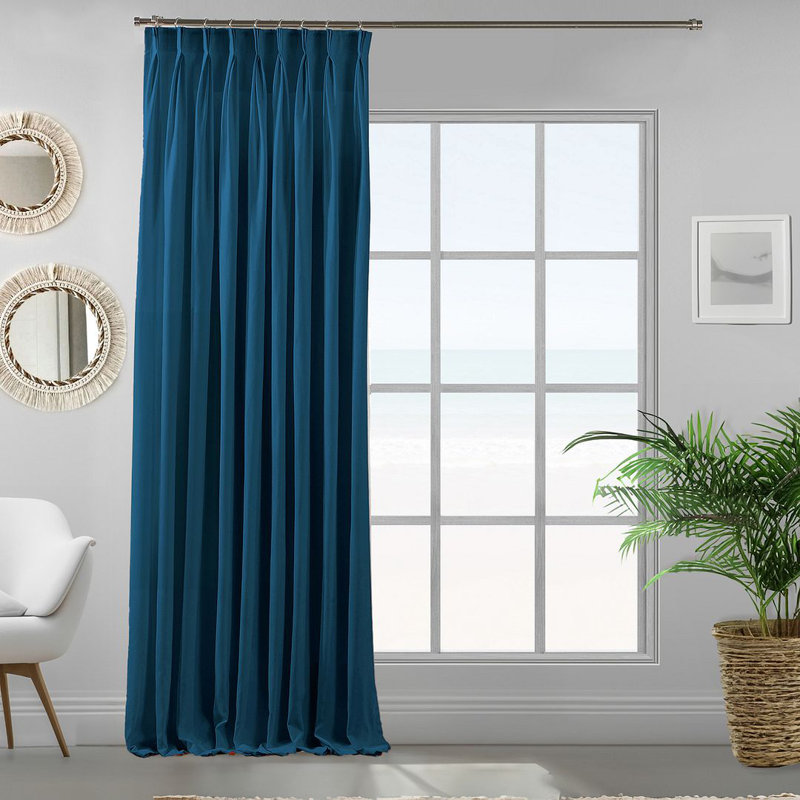 Room Darkening Single Curtain Panel, 65cm Width x 450cm Drop, Navy Blue