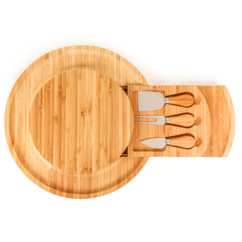 BergHoff 4pc Multi-level Cheese Board Set with 3pc Cheese Knife Set, 13 x 1.5"