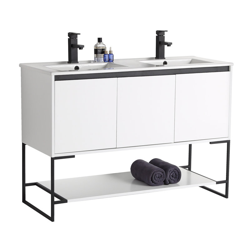 Ensemble de meuble-lavabo double 48 po Carliana, Blanc