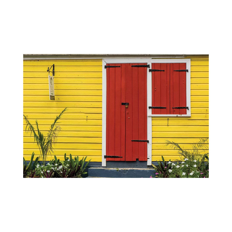Colorful House In Christiansted, St. Croix, Us Virgin Islands. by Michael DeFreitas - Wrapped Canvas Print