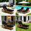 Coussins d'extérieur pour chaise longue de patio de 72 po x 21 po x 3 po imperméables et résistants aux déchirures avec attaches, noir