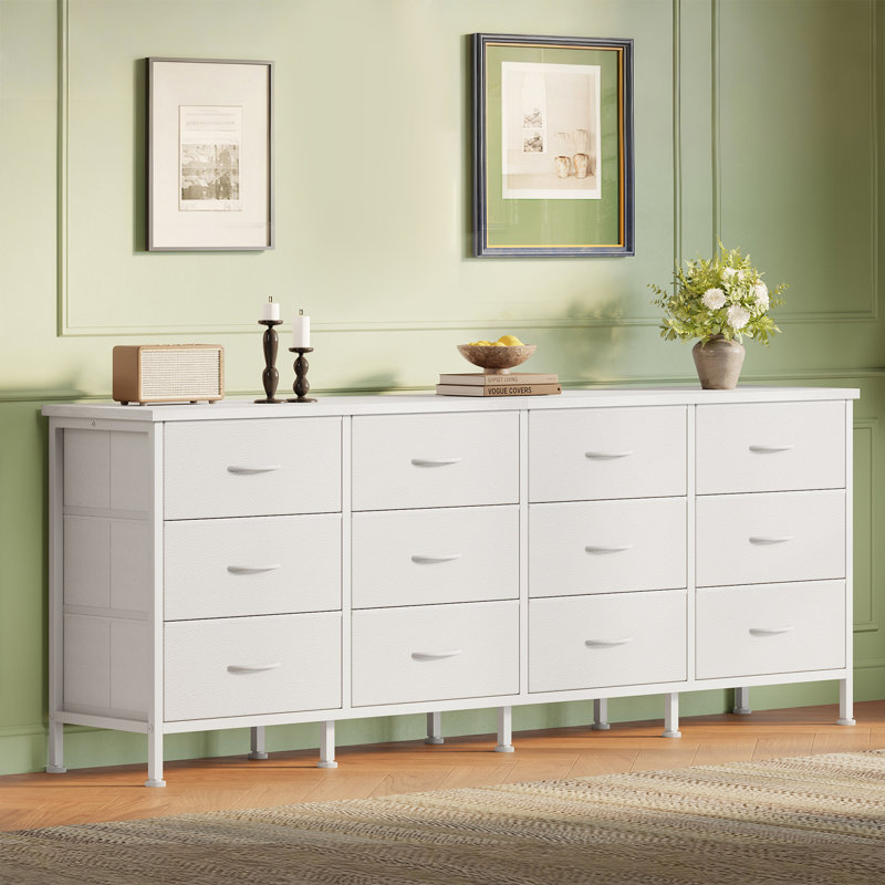 12-Drawer Dresser Chest of Drawers, Large Storage Dresser Cabinet/ TV Stand for 65-80" TV, White