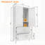 Grande armoire-penderie en métal avec 2 tiroirs, une tringle et une tablette pour un rangement polyvalent dans les chambres à coucher, les bureaux et plus encore.