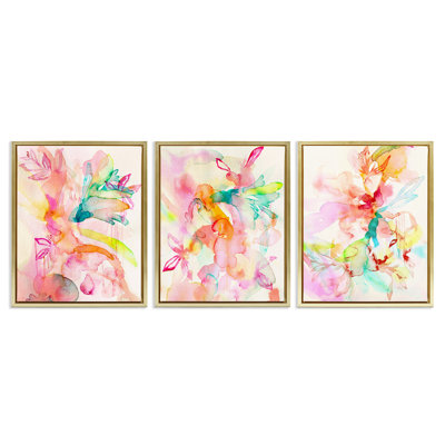 Ensemble de cadres flottants abstraits 3 pièces Paint Florals & Paint Drip, design par Gemma Bardot