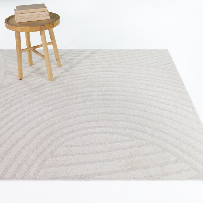 Modesta Cream Organic Boho Arches Area Rug, 7'10" x 10'