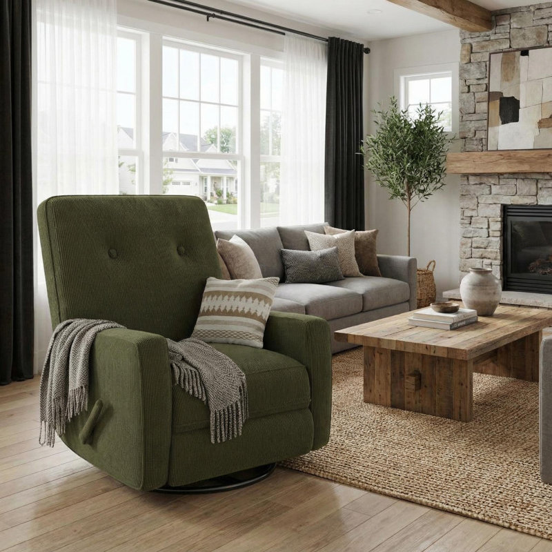 Recline Chairs for Living Room, Bedroom, Office, RV, Small Spaces, Green