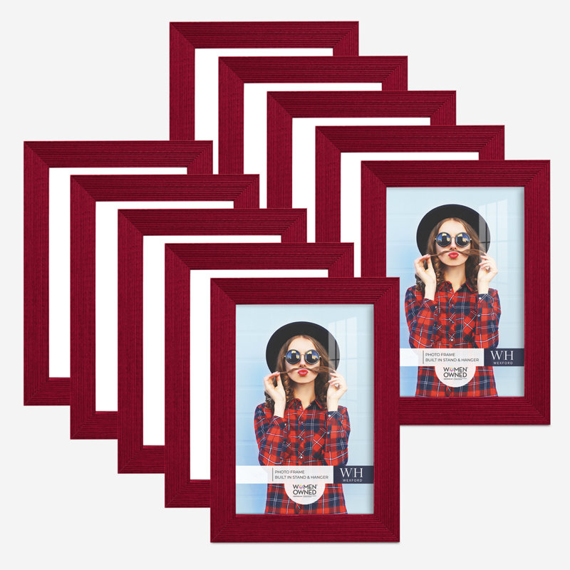 Red Wood Picture Frame - Set of 10, 5" x 7"